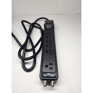 Commercial Electric 6ft HDC706C Surge Protector With Coax Black